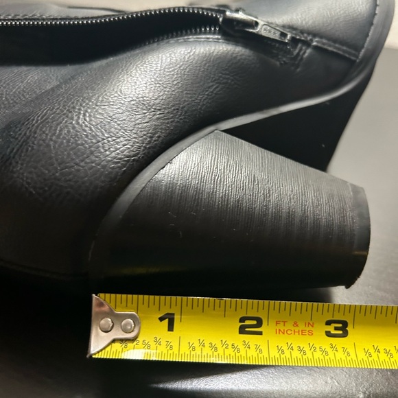 Black Ankle Boots with Gold Zipper on one side and black zipper on other side. - Picture 8 of 8